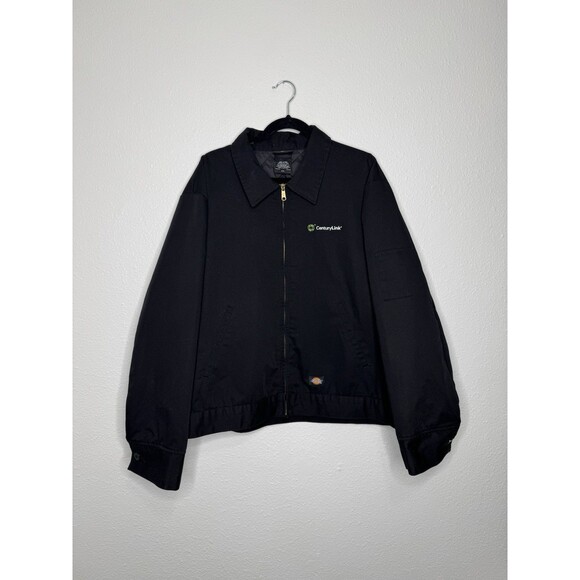 Vintage Dickies Jacket Mens 2XL Black Canvas Zip Work Eisenhower Bomber Mechanic - Picture 1 of 16